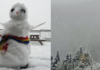 Primul om de zăpadă pe anul acesta, cu tricolorul la brâu! Îl puteți întâlni pe Ceahlău!