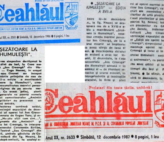 Zilele Creangă în ultimii ani de comunism, 1986-1987