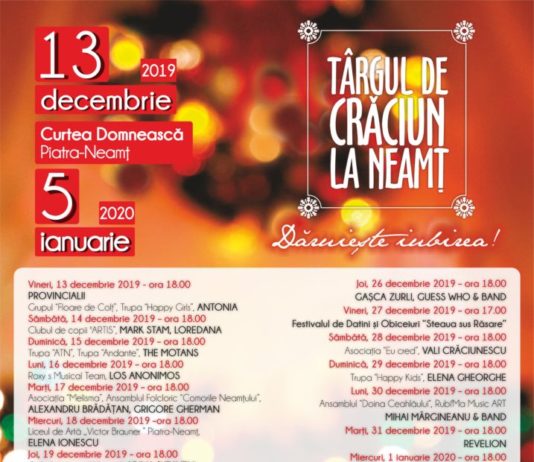 LUNI, 16 DECEMBRIE, LA TÂRGUL DE CRĂCIUN LA NEAMŢ