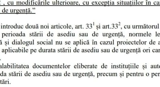 ATENTIE/Pe perioada starii de urgenta s-a suspendat „transparenta decizionala si dialogul social”