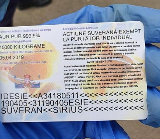 Un bărbat a încercat să se legitimeze cu un document intitulat „ENTITATEA SUVERANĂ INDIVIDUALĂ EXEMPT – un „buletin” care expiră în anul 3119