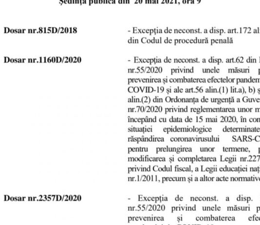 Bucuria asa ziselor relaxari nu este decat o eliminare a unor abuzuri instituite infralegal!/Vom vedea in scurt timp, concret in 20.05.2021, ce decizie va da CCR in privinta Legii nr.55/2020 – Ziarul Incisiv de Prahova
