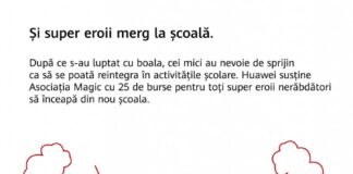 Huawei și Asociația Magic oferă burse în valoare de 33.000 de euro copiilor care s-au luptat cu boli grave, pentru a-i ajuta să se întoarcă la școală