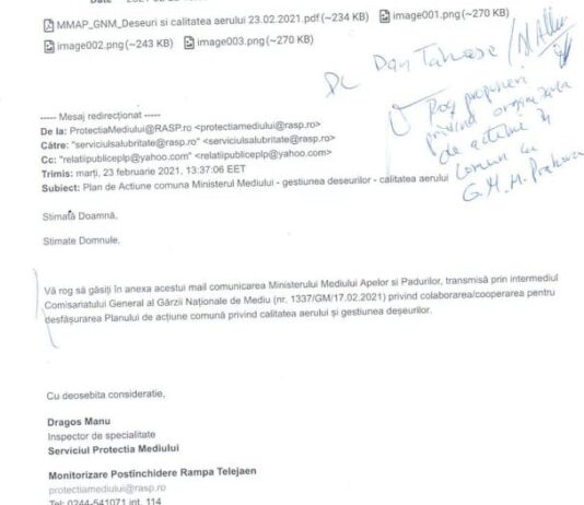 Referior la articolele apărute în presă privind acuzațiile transmise de administrația publică locală la adresa Gărzii de Mediu Prahova – Ziarul Incisiv de Prahova