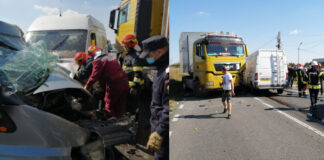 Accident grav pe DN1 B, la Loloiasca, intre un TIR si doua dube (FOTO)