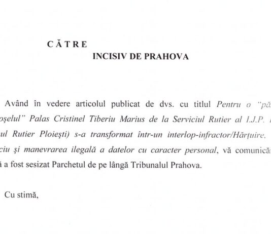 I.P.J Prahova ne surprinde placut!/In urma dezvaluirilor noastre si ale verificarilor interne ale institutiei a fost sesizat Parchetul de pe langa Tribunalul Prahova! – Ziarul Incisiv de Prahova