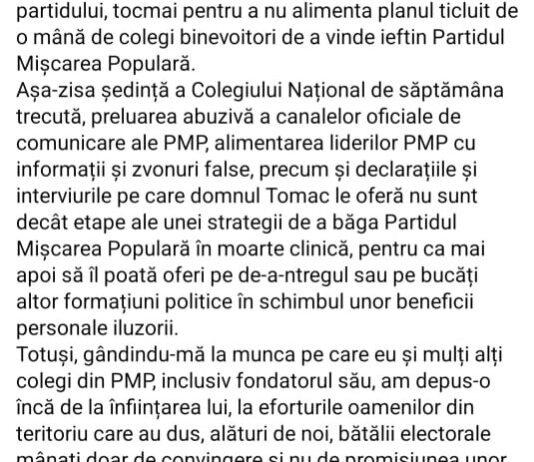 Presedintele PMP, Cristian Diaconescu, demonteaza inca o minciuna si manipulare a ucraineanului „tomac” si a gastii sale de pucisti/Pagina personala si pagina oficiala a PMP de pe Facebook