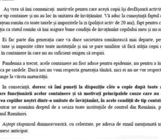 ALERTA/Generația tânără învață în containere