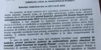 Lovitura!”Hartia” prin care Prefectura Prahova a „decis” ca fiind NELEGALE amendamentele aduse la proiectul construirii Spitalului Municipal de Urgenta este o simpla „apa de ploaie”: nelegala si netemeinica
