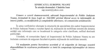 Șeful IPJ Neamț, comisar șef de poliție Osoianu Mihai Iulian, refuză să aplice prevederile acordului privind contracte de asigurare facultativă pentru mijloacele de mobilitate navală și terestră din dotarea IPJ Neamț. – Ziarul Incisiv de Prahova