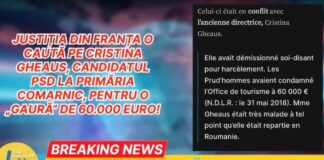 Justitia din Franta o cauta pe Cristina Gheaus pentru o „gaura” de 60.000 euro! /Candidatul PSD la Primaria Comarnic, a ieșit la rampa și … s-a murdărit la gură cu minciuni! – Ziarul Incisiv de Prahova
